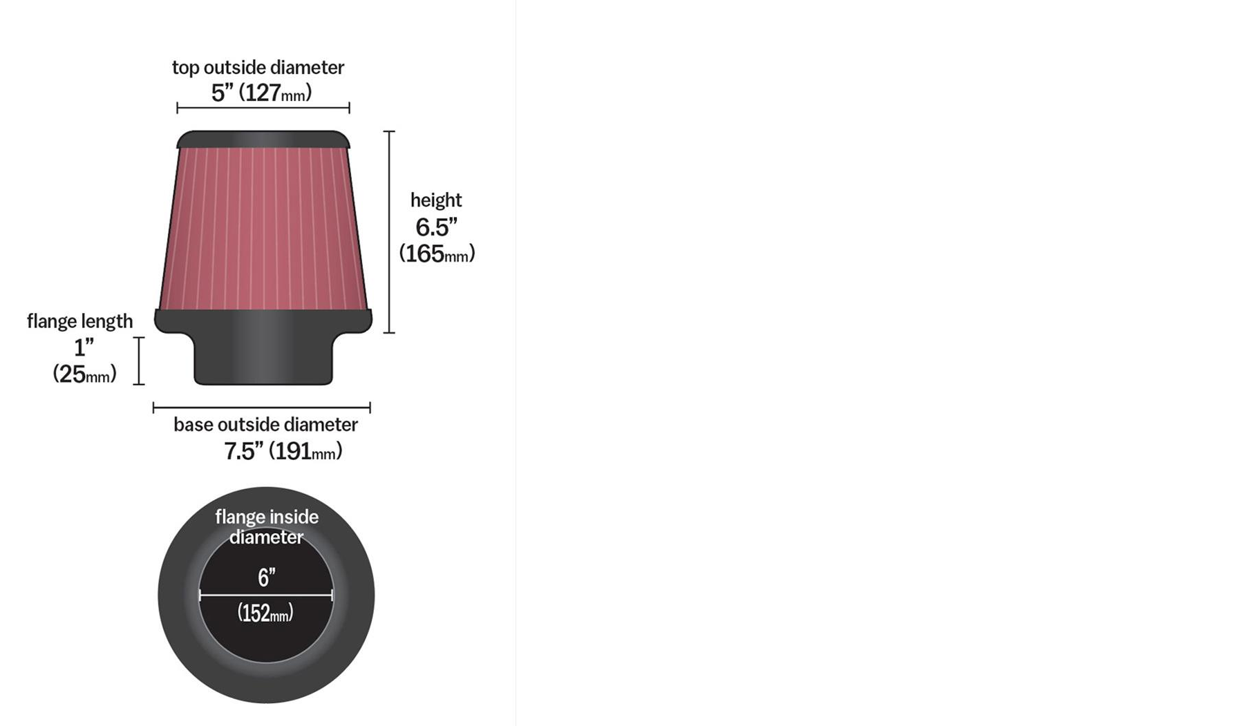 Filtro K&N Universal 6 IN. - Imagen 2